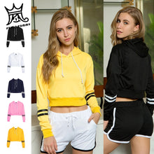 Load image into Gallery viewer, FRDUN TOMMY Women's kpop sweatshirt girls sudadera mujer cropped Hoodies women Crop Pullover Top sexy crop top moletom feminino