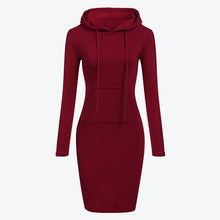 Load image into Gallery viewer, Velvet Hooded Hoodies Dress Women 2019 Autumn Winter Sweatshirts Long Sleeve Hoodies Pockets Sweatshirt Hoody Pullovers Dresses