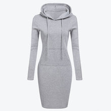 Load image into Gallery viewer, Velvet Hooded Hoodies Dress Women 2019 Autumn Winter Sweatshirts Long Sleeve Hoodies Pockets Sweatshirt Hoody Pullovers Dresses