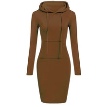 Load image into Gallery viewer, Velvet Hooded Hoodies Dress Women 2019 Autumn Winter Sweatshirts Long Sleeve Hoodies Pockets Sweatshirt Hoody Pullovers Dresses