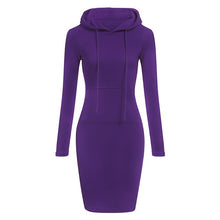 Load image into Gallery viewer, Velvet Hooded Hoodies Dress Women 2019 Autumn Winter Sweatshirts Long Sleeve Hoodies Pockets Sweatshirt Hoody Pullovers Dresses