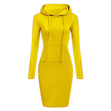 Load image into Gallery viewer, Velvet Hooded Hoodies Dress Women 2019 Autumn Winter Sweatshirts Long Sleeve Hoodies Pockets Sweatshirt Hoody Pullovers Dresses