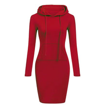 Load image into Gallery viewer, Velvet Hooded Hoodies Dress Women 2019 Autumn Winter Sweatshirts Long Sleeve Hoodies Pockets Sweatshirt Hoody Pullovers Dresses