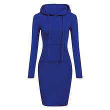 Load image into Gallery viewer, Velvet Hooded Hoodies Dress Women 2019 Autumn Winter Sweatshirts Long Sleeve Hoodies Pockets Sweatshirt Hoody Pullovers Dresses