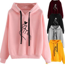 Load image into Gallery viewer, YELITE Hoodies Women 2019 Love Heart Print Womens Long Sleeve Hoody Jumper Pullover Top Sweat Coat Women's Sweatshirt Plus Size