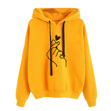 Load image into Gallery viewer, YELITE Hoodies Women 2019 Love Heart Print Womens Long Sleeve Hoody Jumper Pullover Top Sweat Coat Women's Sweatshirt Plus Size