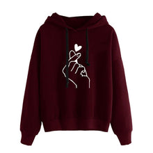 Load image into Gallery viewer, YELITE Hoodies Women 2019 Love Heart Print Womens Long Sleeve Hoody Jumper Pullover Top Sweat Coat Women's Sweatshirt Plus Size