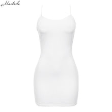 Load image into Gallery viewer, Macheda 2018 New Summer Black And White Ladies Sexy Halter Sheath Dress Tight Solid Color Sleeveless Backless Beach Dress