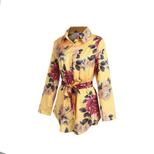 Load image into Gallery viewer, Women Floral Satin Silk Long Sleeve Ladies T Shirt Tops Loose Short Mini Dress Summer Beach Dress